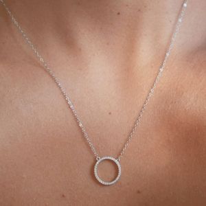 Brand New Diamond 20 Round Cut "Circle of Love" Sterling Silver Necklace